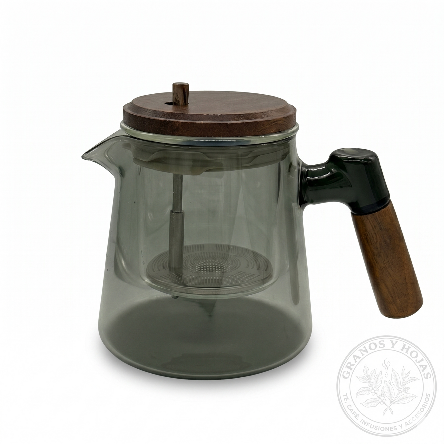 Tetera Infusora de Vidrio con Tapa de Madera