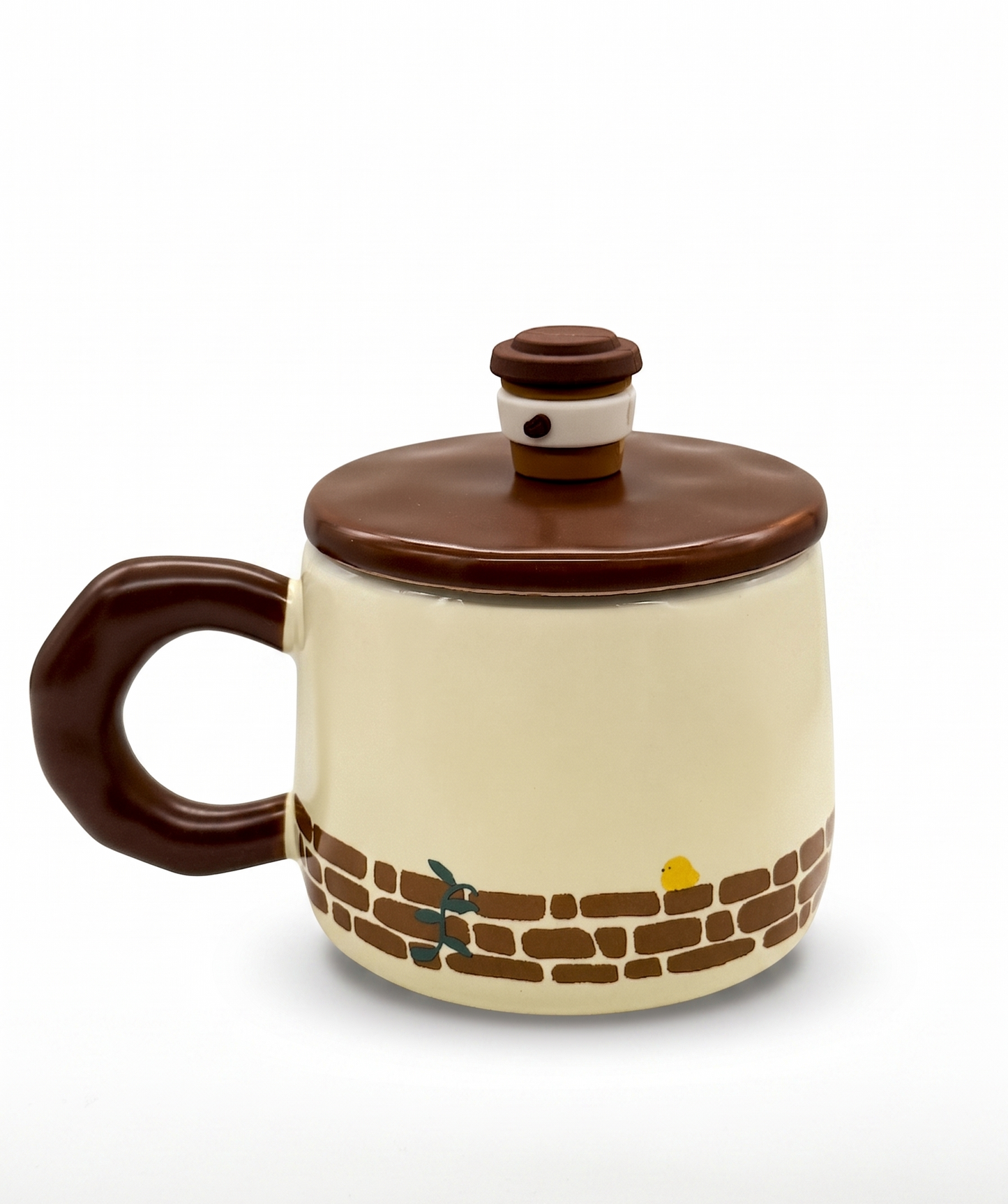 Tazón Cerámica con Tapa Diseño Osito Café Té Infusiones